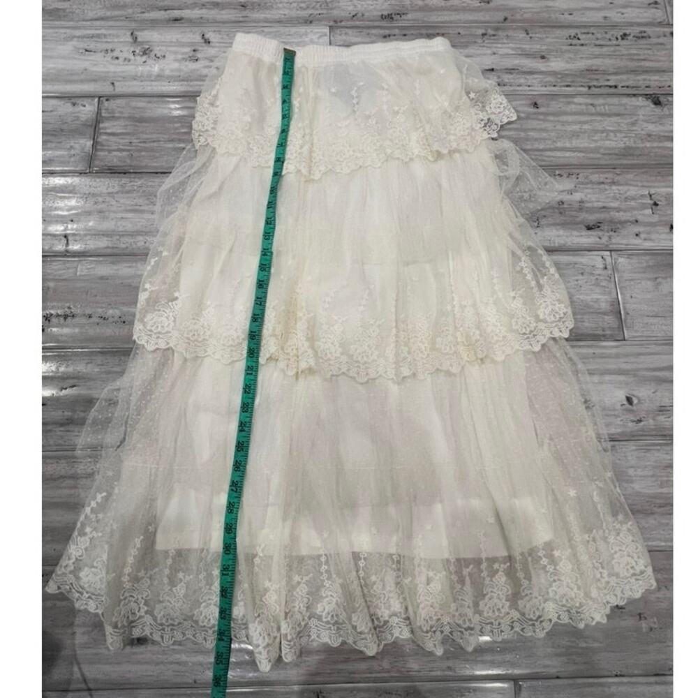 Rachel Zoe Ivory Tiered Lace Tulle Midi Skirt NWT Boho Bridal Rehearsal Party - Picture 8 of 9